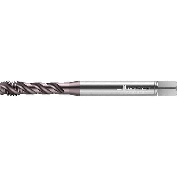 Walter-Prototyp - 5/16-18 UNC 3 Flute 2B/3B Semi-Bottoming Spiral Flute Tap - High Speed Steel, TiAlN Finish, 90mm OAL, Right Hand Flute, Right Hand Thread, Series TC117 - Exact Industrial Supply