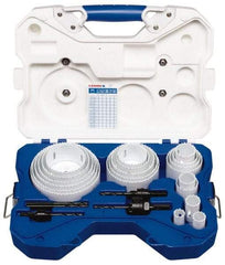 Lenox - 26 Piece, 3/4" to 4-3/4" Saw Diam, Contractor's Hole Saw Kit - Bi-Metal, Pilot Drill Model No. 56PD, Includes 20 Hole Saws - Exact Industrial Supply