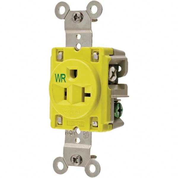 Hubbell Wiring Device-Kellems - 125V 20A NEMA 5-20R Marine Grade Yellow Straight Blade Single Receptacle - Exact Industrial Supply