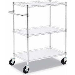 ALERA - Carts; Type: Laundry/Liner Cart ; Number of Shelves: 3 ; Material: Welded Wire ; Color: Silver ; Caster: 4 ; Includes: (4) Posts; (4) 4" Casters; (3) Polypropylene Liners - Exact Industrial Supply