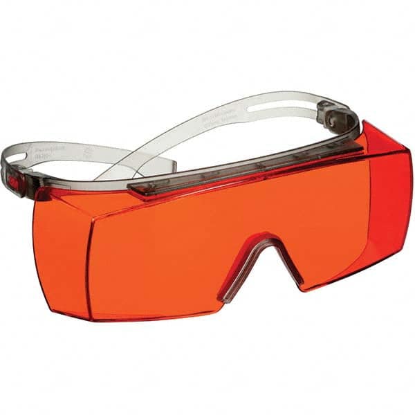 Safety Glass: Anti-Fog & Scratch-Resistant, Polycarbonate, Orange Lenses, Frameless Gray Frame