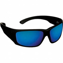 Safety Glass: Anti-Fog & Scratch-Resistant, Polycarbonate, Blue Lenses, Full-Framed Black Frame