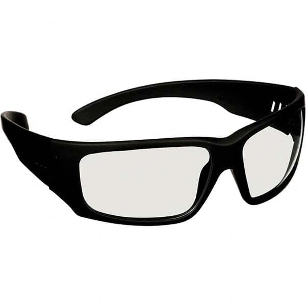 Safety Glass: Anti-Fog & Scratch-Resistant, Polycarbonate, Gray Lenses, Full-Framed Black Frame