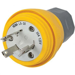 Locking Inlet: Plug, Industrial, L5-30P, 125V, Yellow Grounding, 30A, Thermoplastic Elastomer, 2 Poles, 3 Wire