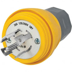 Locking Inlet: Plug, Industrial, L21-30P, 120 & 208V, Yellow Grounding, 30A, Thermoplastic Elastomer, 4 Poles, 5 Wire