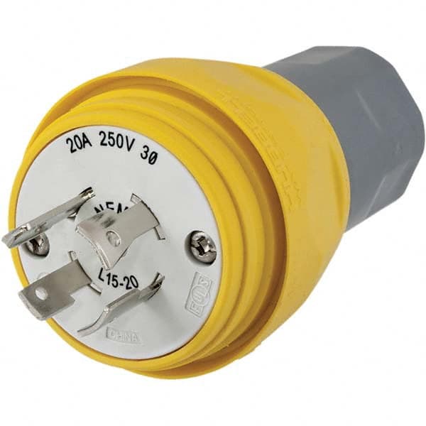 Hubbell Wiring Device-Kellems - 3-Phase Delta 250 VAC 20A NEMA L15-20P Industrial Twist Lock Plug - Exact Industrial Supply