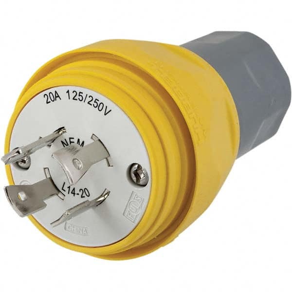 Hubbell Wiring Device-Kellems - 125/250 VAC 20A NEMA L14-20P Industrial Twist Lock Plug - Exact Industrial Supply
