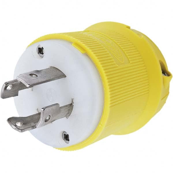 Locking Inlet: Plug, Marine, L15-30P, 250V, Yellow Grounding, 30A, Nylon, 3 Poles, 4 Wire