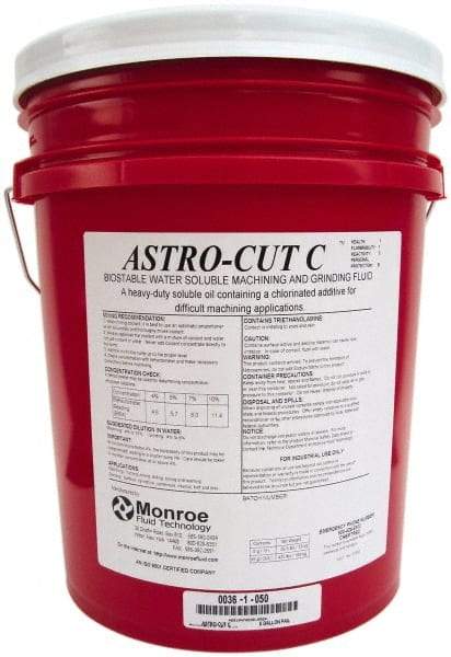 Monroe Fluid Technology - Astro-Cut C, 5 Gal Pail Cutting & Grinding Fluid - Water Soluble, For CNC Milling, Drilling, Tapping, Turning - Exact Industrial Supply