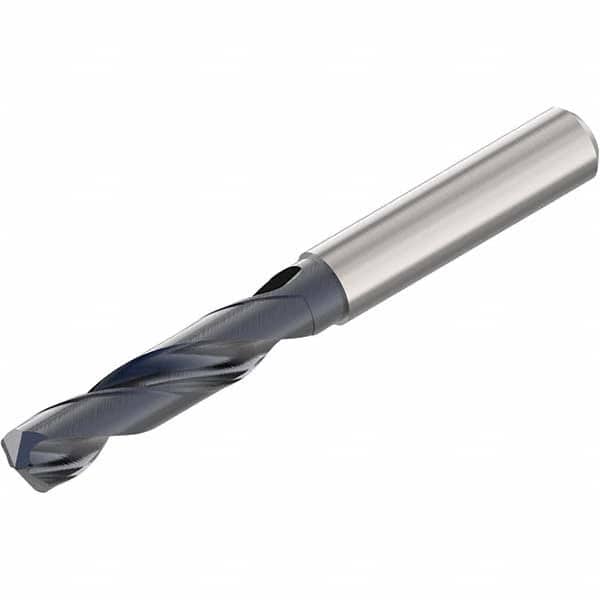 Screw Machine Length Drill Bit: 0.5827″ Dia, 140 °, Solid Carbide TiAlN Finish, Right Hand Cut, Spiral Flute, Straight-Cylindrical Shank