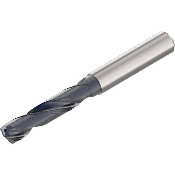 Screw Machine Length Drill Bit: 0.5591″ Dia, 140 °, Solid Carbide TiAlN Finish, Right Hand Cut, Spiral Flute, Straight-Cylindrical Shank