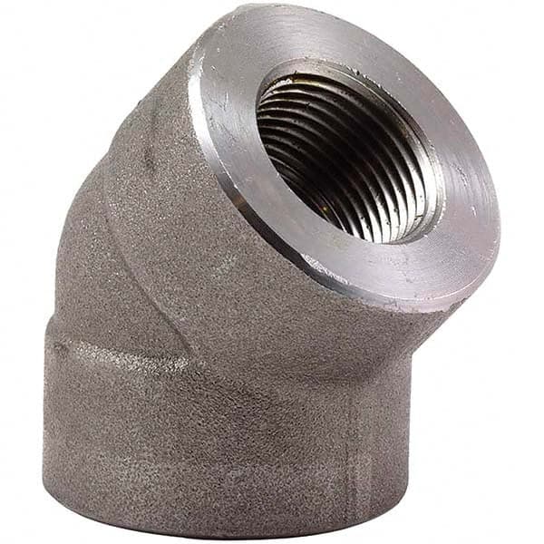 Merit Brass - Black Pipe Fittings; Type: 45 Degree Elbow ; Fitting Size: 2-1/2 (Inch); End Connections: Socket x Socket ; Classification: 3000 ; Material: Carbon Steel ; Finish/Coating: Mill/Oil - Exact Industrial Supply