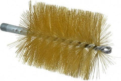 Schaefer Brush - 4-1/2" Brush Length, 4" Diam, Double Stem, Single Spiral Tube Brush - 8" Long, Brass, 1/4" NPSM Male Connection - Exact Industrial Supply