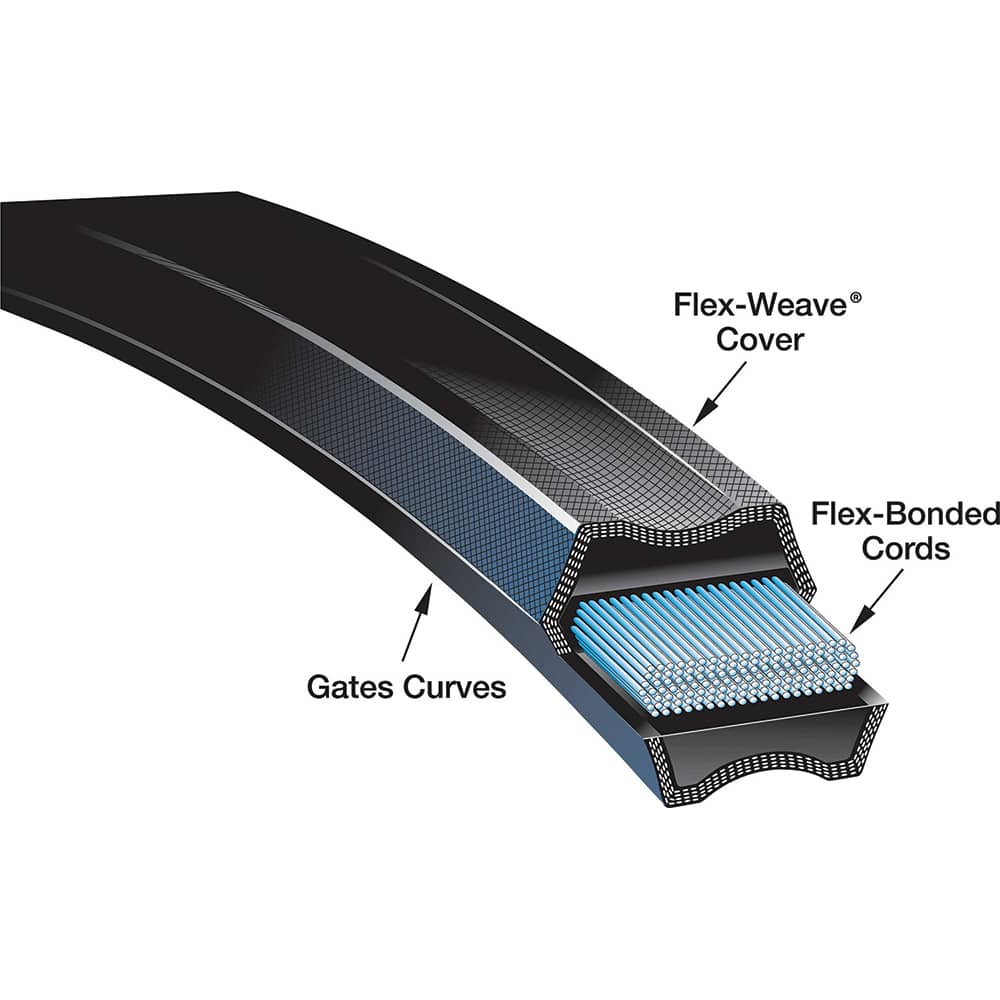 V Belt: Section Round, 16 mm Belt Width 14 mm Pitch, 240 Teeth, Neoprene, Black, 3360-14MGT-85 Belt Number