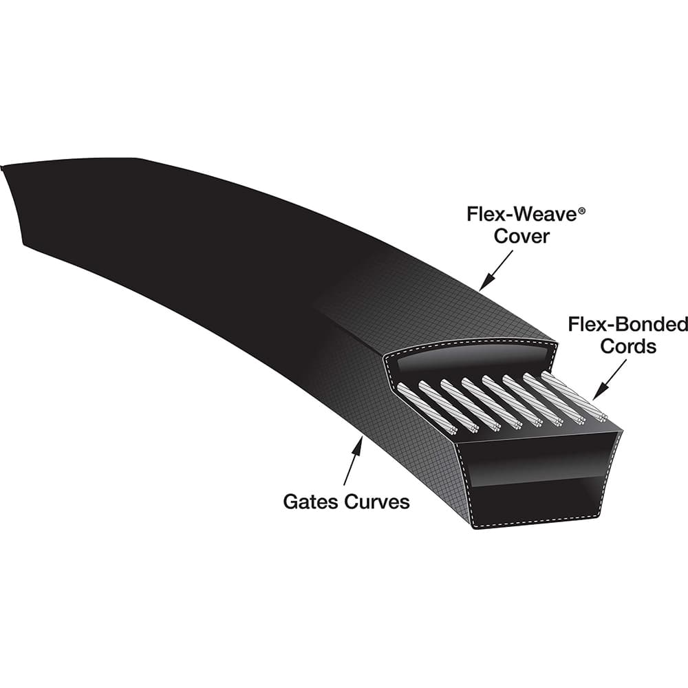 V Belt: Section B, 17 mm Belt Width 5 mm Pitch, 43 Teeth, Neoprene, Black, 86XL037 Belt Number