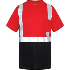 Size 2XL Red, Black & Silver High Visibility Short Sleeve T-Shirt 50-52″ Chest, 1 Pocket, Polyester