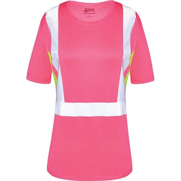 GSS Safety - Size XL Pink, Lime & Silver High Visibility Short Sleeve T-Shirt - Exact Industrial Supply