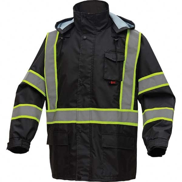 GSS Safety - Size 2X/3XL Black Waterproof Rain Jacket - Exact Industrial Supply