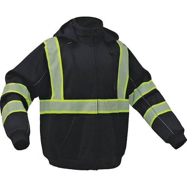 Size 4XL Black High Visibility Sweatshirt 60-62″ Chest, Fleece, Zipper Closure, 2 Pockets