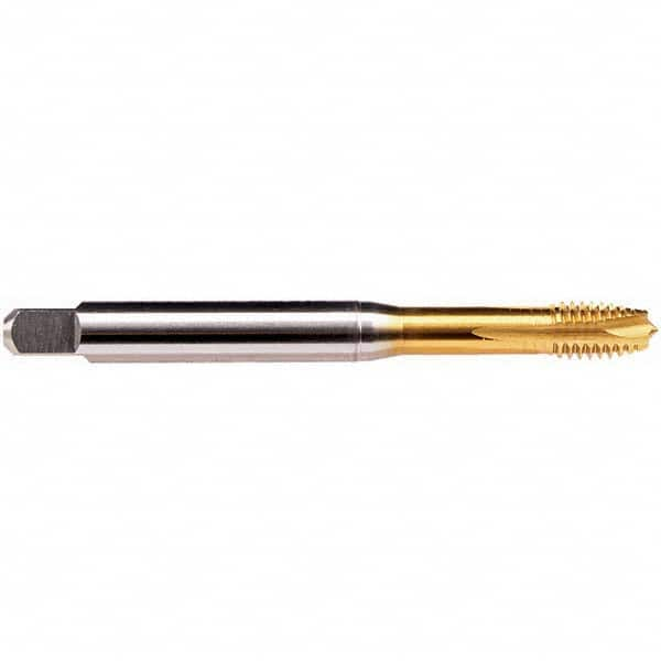 Emuge - M8x1.25 Metric 6HX 4 Flute TiN Finish HSS-E Spiral Point Tap - Exact Industrial Supply