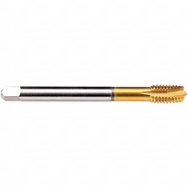 Emuge - M18x1.50 Metric Fine 6HX 4 Flute TiN Finish HSS-E Spiral Point Tap - Exact Industrial Supply