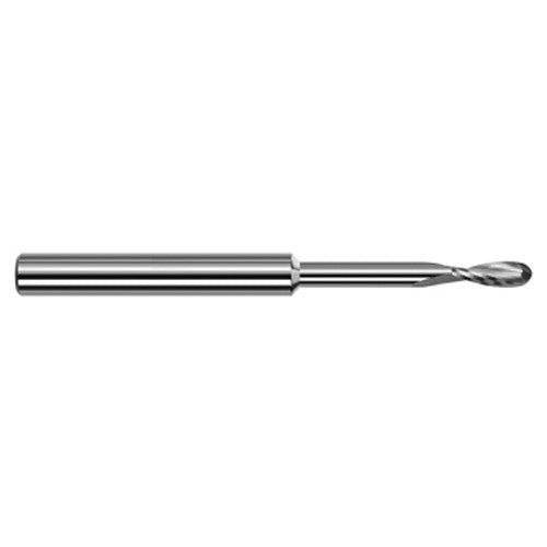 3/16″ Dia. × 3/16″ Shank × 0.57″ DOC × 2″ OAL, Carbide Uncoated, 2 Flute, Ballnose End Mill - Exact Industrial Supply