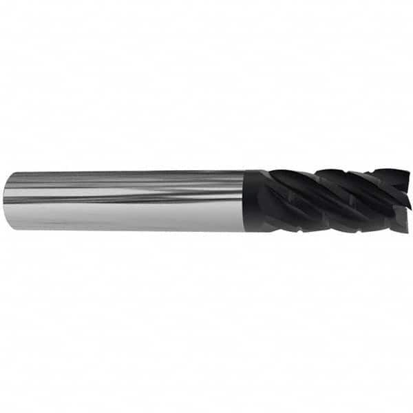 Accupro - 5/8" Diam 5 Flute Solid Carbide 0.09" Corner Radius End Mill - Exact Industrial Supply