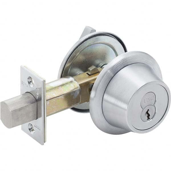 Best - Deadbolts Type: Heavy-Duty Single Cylinder Door Thickness Range: 1-3/4-2 - Exact Industrial Supply