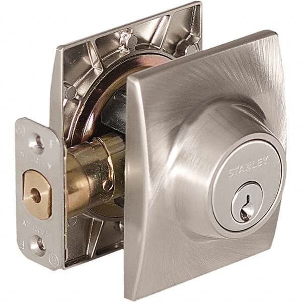 Stanley - Deadbolts Type: Single Cylinder Door Thickness Range: 1-3/8 - 1-3/4 - Exact Industrial Supply