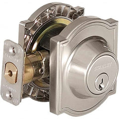 Stanley - Deadbolts Type: Single Cylinder Door Thickness Range: 1-3/8 - 1-3/4 - Exact Industrial Supply