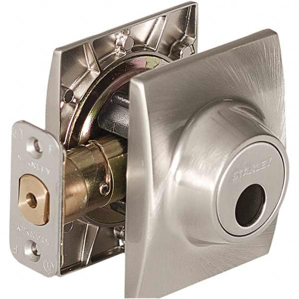 Stanley - Deadbolts Type: Single Cylinder Door Thickness Range: 1-3/8 - 1-3/4 - Exact Industrial Supply