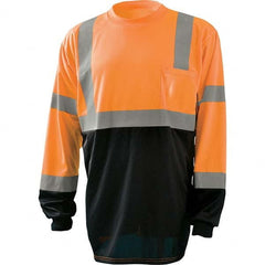 Size 4XL Hi-Vis Orange & Black High Visibility Long Sleeve T-Shirt 60″ Chest, 1 Pocket, Polyester