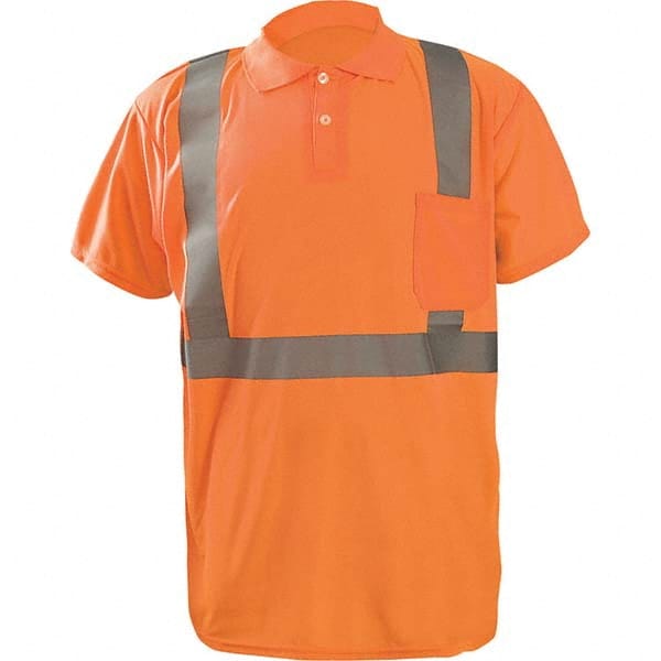 Size 2XL Hi-Vis Orange High Visibility Short Sleeve Polo Shirt 52″ Chest, 1 Pocket, Polyester