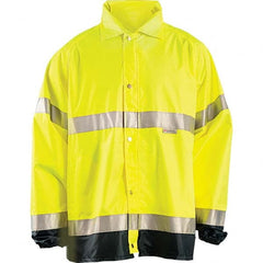 Rain Jacket: Size S, ANSI/ISEA 107-2015, Yellow, Polyester High Visibility