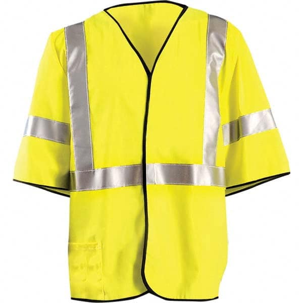 OccuNomix - Size 4XL Flame Resistant Hi-Vis Yellow Mesh General Purpose High Visibility Vest - Exact Industrial Supply