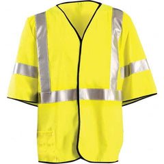 OccuNomix - Size L Flame Resistant Hi-Vis Yellow Mesh General Purpose High Visibility Vest - Exact Industrial Supply