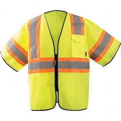 High Visibility Vest: 2X & 3X-Large Hi-Visibility Yellow, Zipper Closure, 3 Pocket