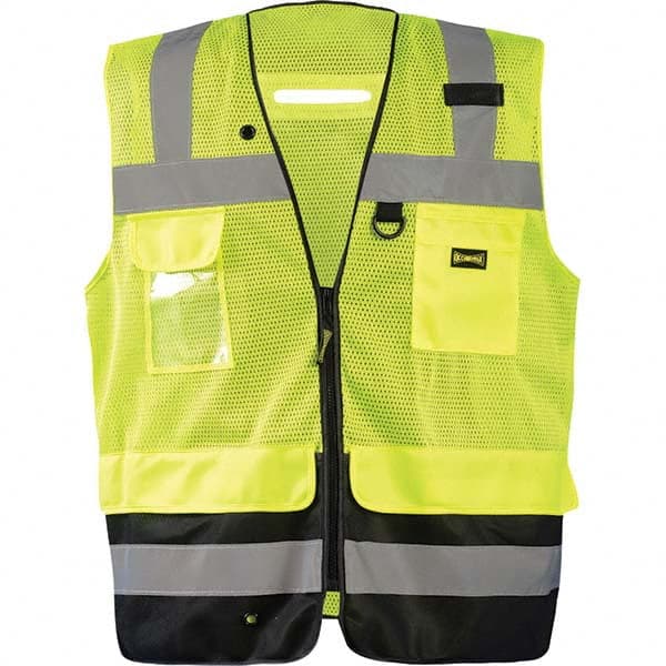 OccuNomix - Size M Hi-Vis Yellow Mesh Surveyor's High Visibility Vest - Exact Industrial Supply