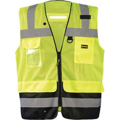 High Visibility Vest: Large Hi-Visibility Yellow, Zipper Closure, 7 Pocket