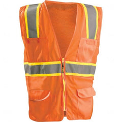 OccuNomix - Size 2XL HI-Vis Orange Mesh/Solid Surveyor's High Visibility Vest - Exact Industrial Supply