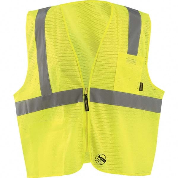 High Visibility Vest: 2X-Large Hi-Visibility Yellow, Zipper Closure, 3 Pocket