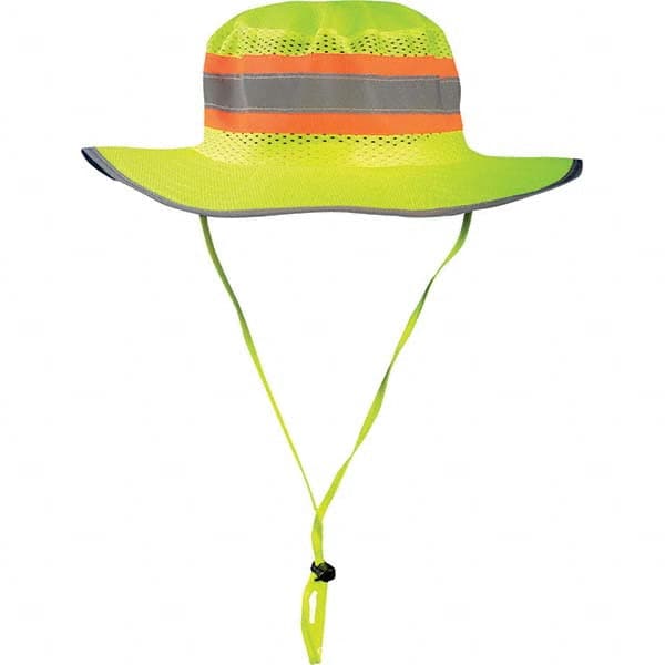 Hat: Size L, Yellow, Adjustable Drawstring & Reflective Tape Solid, Polyester