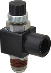 ARO/Ingersoll-Rand - 1/8" Male NPT x 1/8" Female NPT Right Angle Flow Control Valve - 0 to 150 psi & Brass Material - Exact Industrial Supply