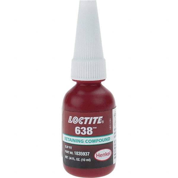 Loctite - 10 mL, Red, High Strength Retaining Compound - Series 638 - Exact Industrial Supply