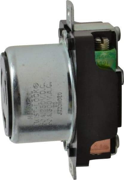 Hubbell Wiring Device-Kellems - 250 VDC, 600 VAC, 50 Amp, Self Grounding Receptacle - 3 Poles, 4 Wire, Female End, Black - Exact Industrial Supply