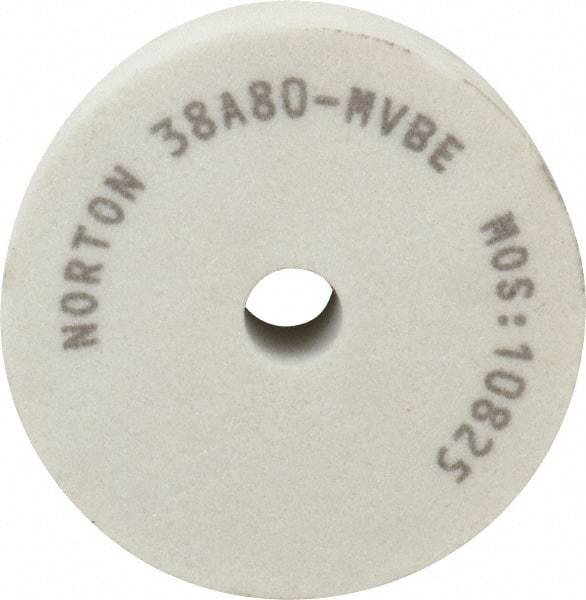 Norton - 80 Grit Aluminum Oxide Type 1 Internal Grinding Wheel - 3" Diam x 1/2" Hole x 1" Thick, 10,825 Max RPM, Type 1 Medium Grade, M Hardness, Vitrified Bond, No Recess - Exact Industrial Supply