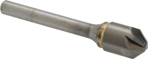 SGS - 1/2" Head Diam, 1/4" Shank Diam, 6 Flute 90° Solid Carbide Countersink - Exact Industrial Supply