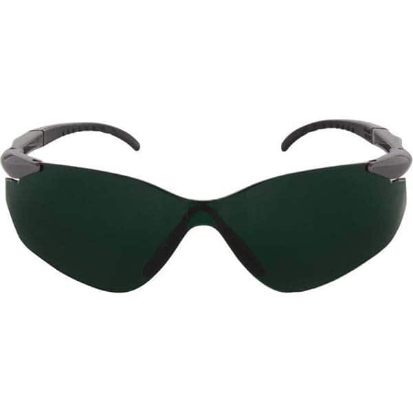 Safety Glass: Scratch-Resistant, Polycarbonate, Green Lenses, Frameless, UV Protection Single