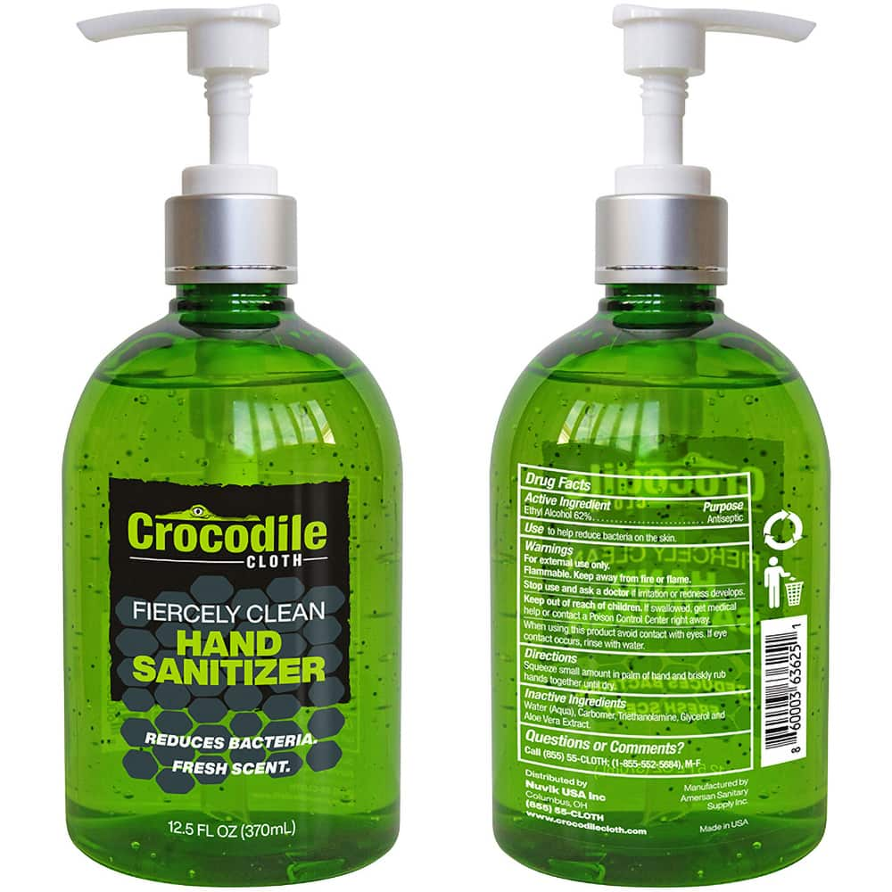 Crocodile Cloth - 12 oz Pump Bottle Gel Hand Sanitizer - Exact Industrial Supply