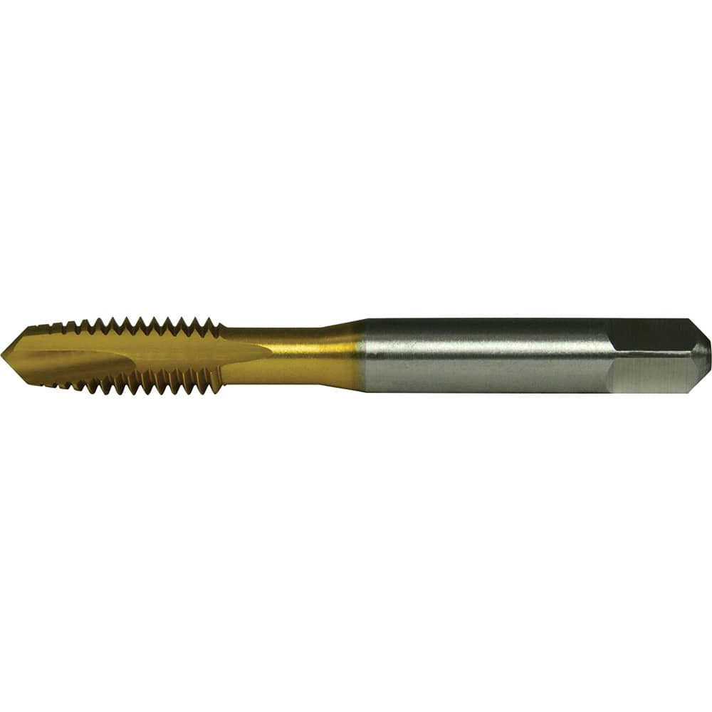 Greenfield Threading - #10-32 UNF2-Flute TiN Finish High Speed Steel Spiral Point Tap - Exact Industrial Supply